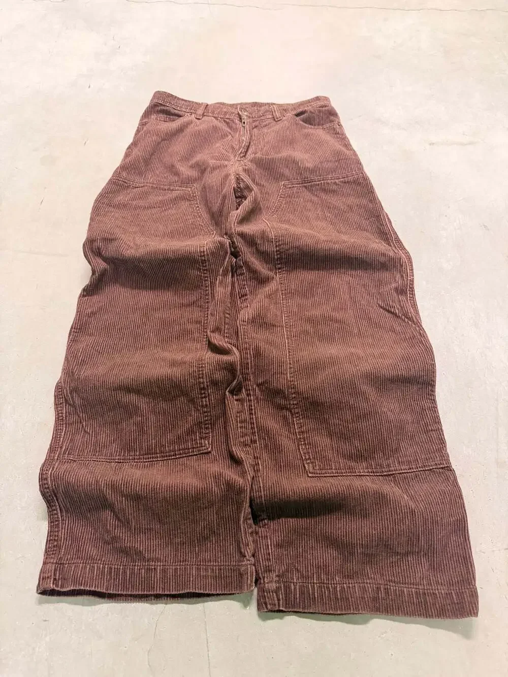 No Boundaries Brown double knee Corduroy Wide-Leg Carpenter Pants